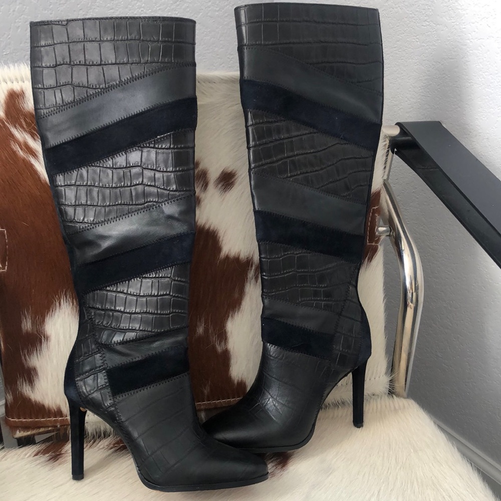 Gorgeous Animal Print Patchwork Leather Vince Camuto Boots